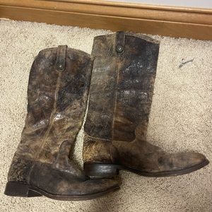 Distressed Leather Frye Knee High Boots